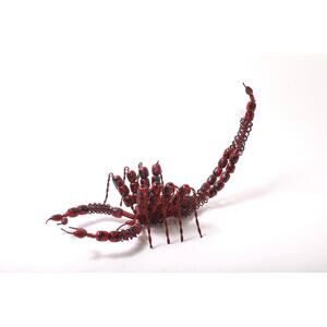 Scorpion, Wire Sculpture, Red and Black, Handmade, Modern Art, ~ 260128-WH 933